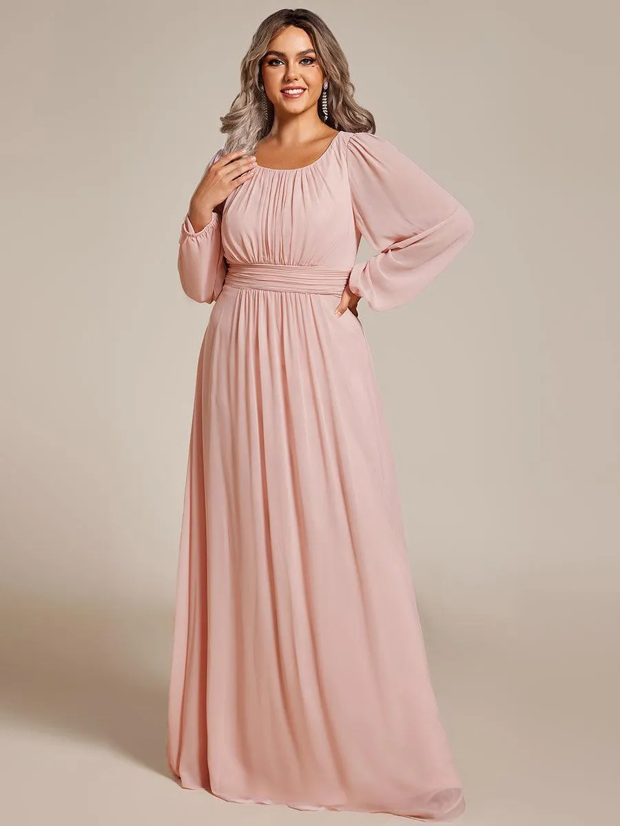 Taille personnalisée Robe demoiselle d'honneur en mousseline à taille haute Manches bouffantes