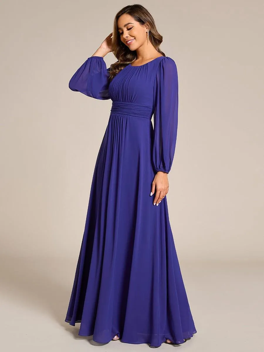 Taille personnalisée Robe demoiselle d'honneur en mousseline à taille haute Manches bouffantes