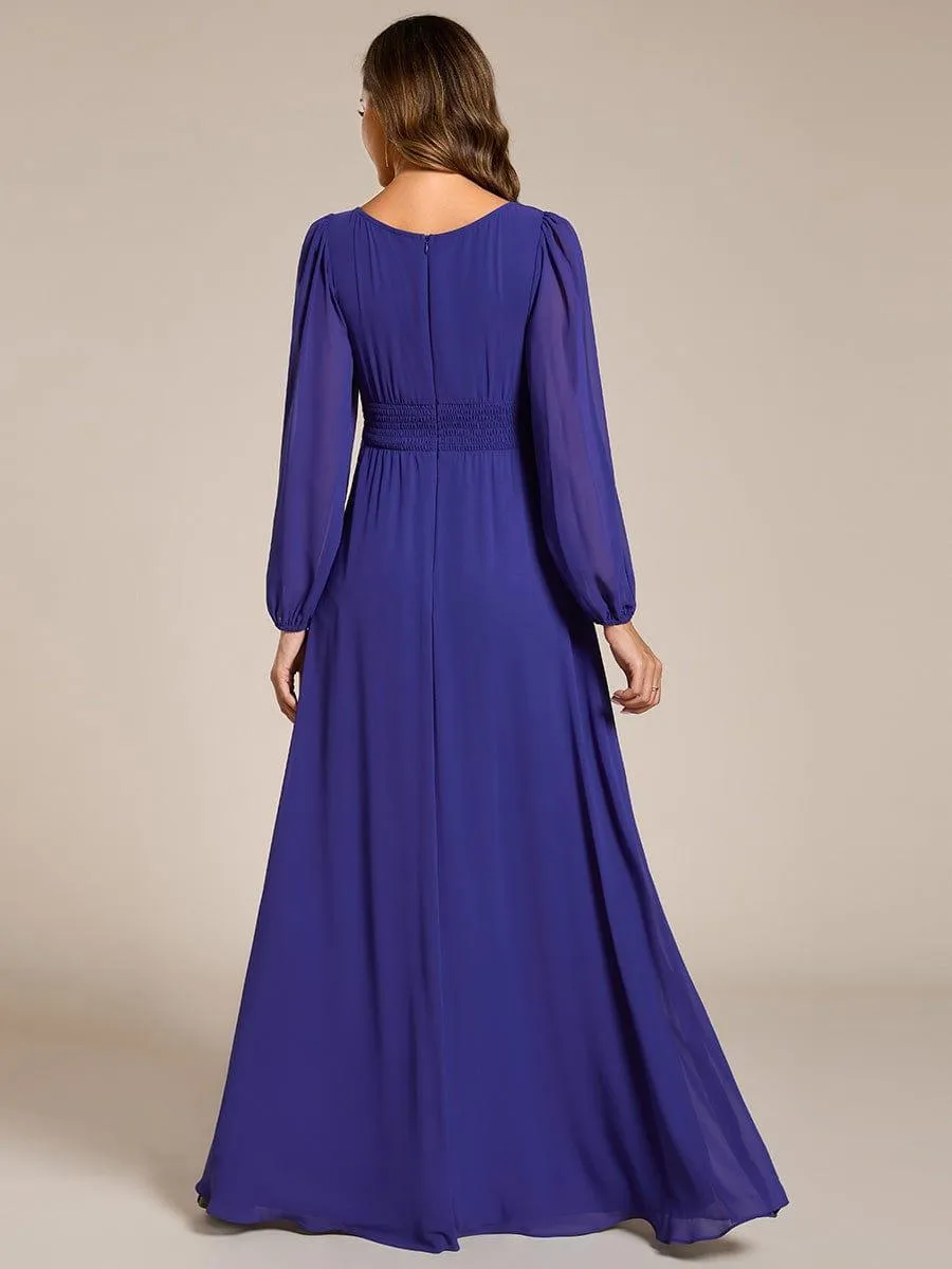 Taille personnalisée Robe demoiselle d'honneur en mousseline à taille haute Manches bouffantes