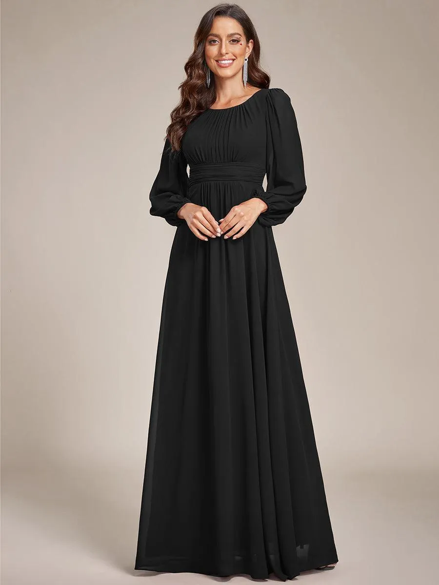 Taille personnalisée Robe demoiselle d'honneur en mousseline à taille haute Manches bouffantes