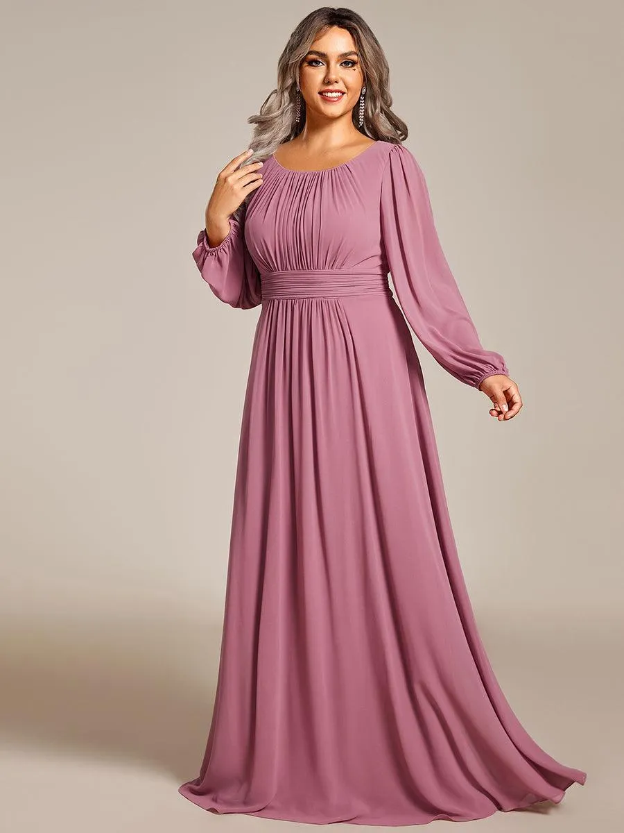 Taille personnalisée Robe demoiselle d'honneur en mousseline à taille haute Manches bouffantes
