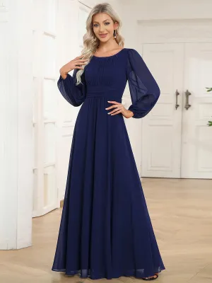 Taille personnalisée Robe demoiselle d'honneur en mousseline à taille haute Manches bouffantes
