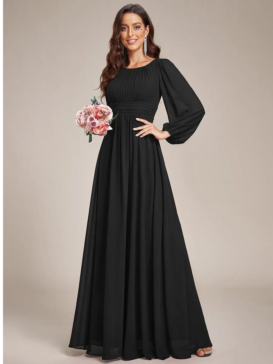 Taille personnalisée Robe demoiselle d'honneur en mousseline à taille haute Manches bouffantes