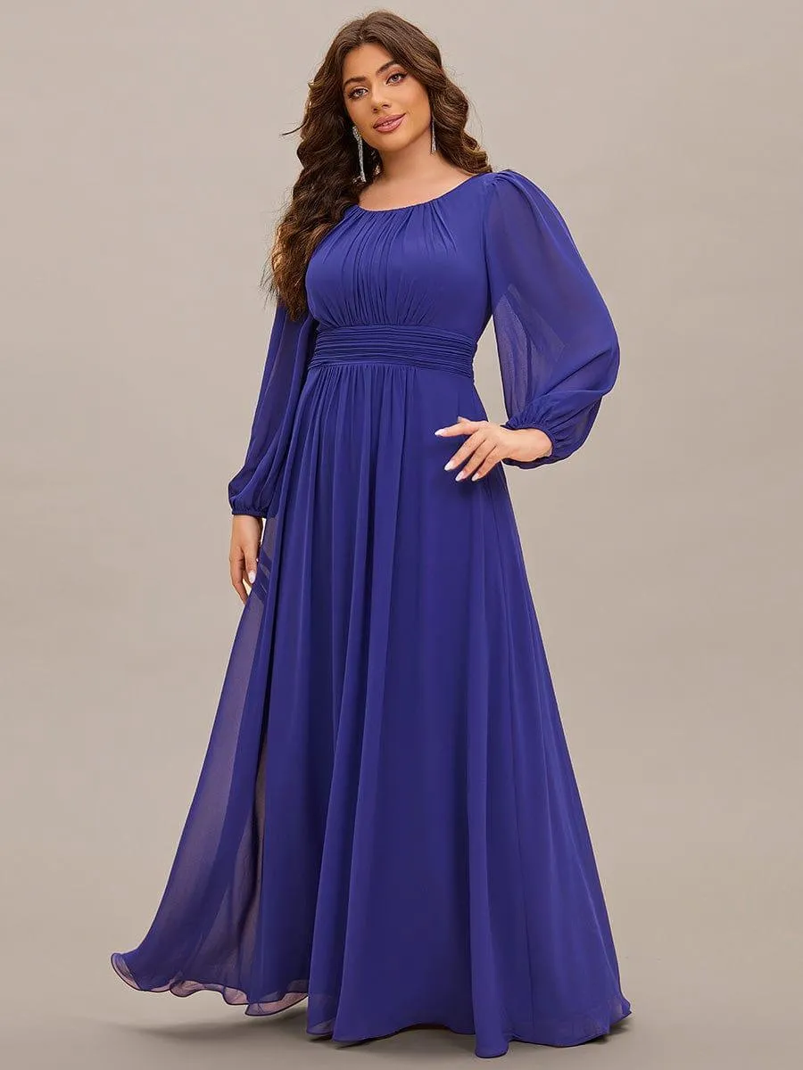 Taille personnalisée Robe demoiselle d'honneur en mousseline à taille haute Manches bouffantes
