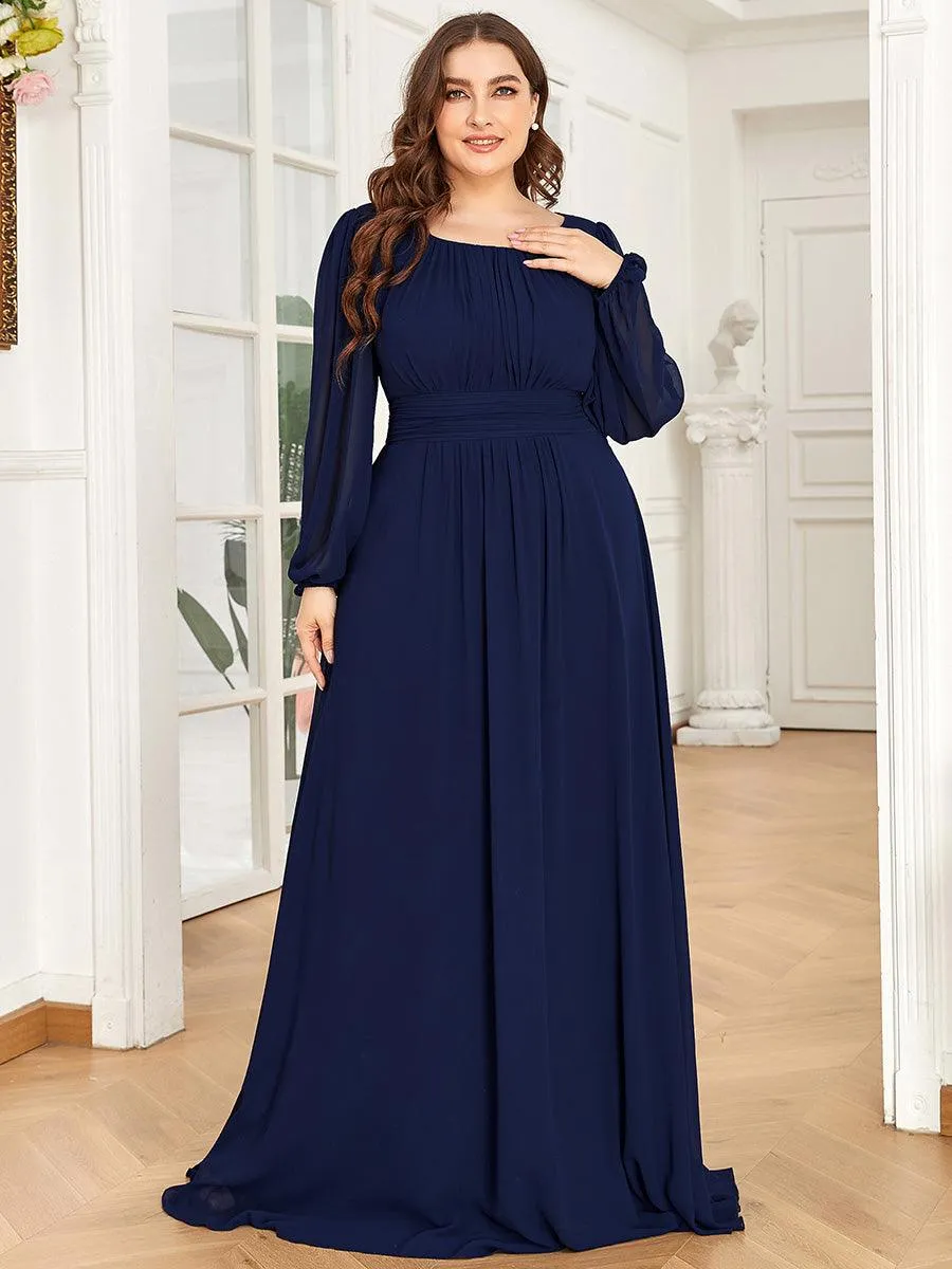 Taille personnalisée Robe demoiselle d'honneur en mousseline à taille haute Manches bouffantes