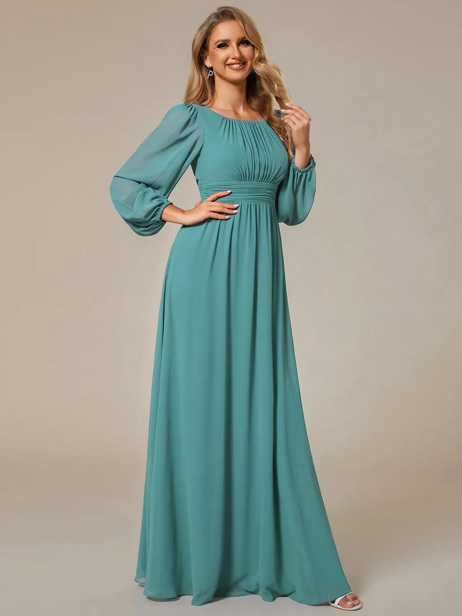 Taille personnalisée Robe demoiselle d'honneur en mousseline à taille haute Manches bouffantes