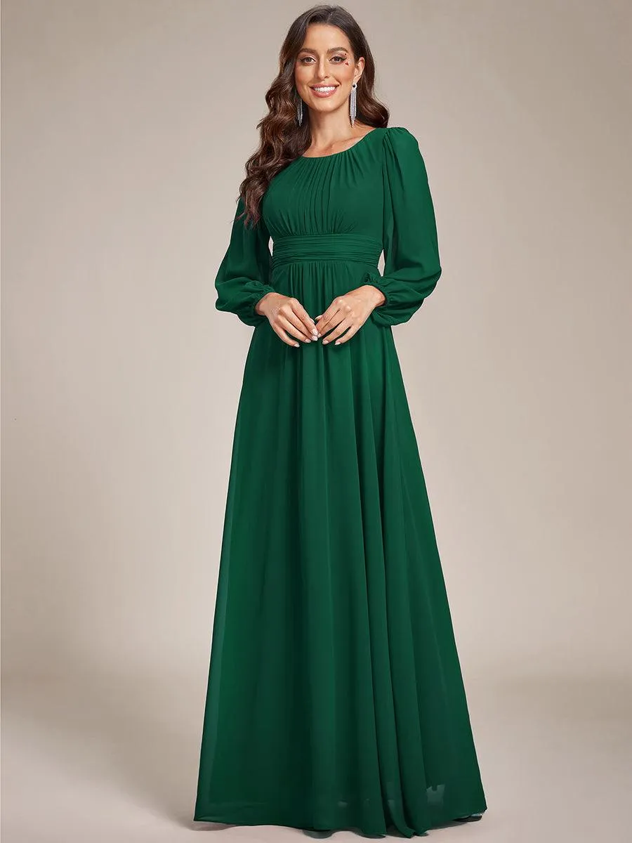 Taille personnalisée Robe demoiselle d'honneur en mousseline à taille haute Manches bouffantes