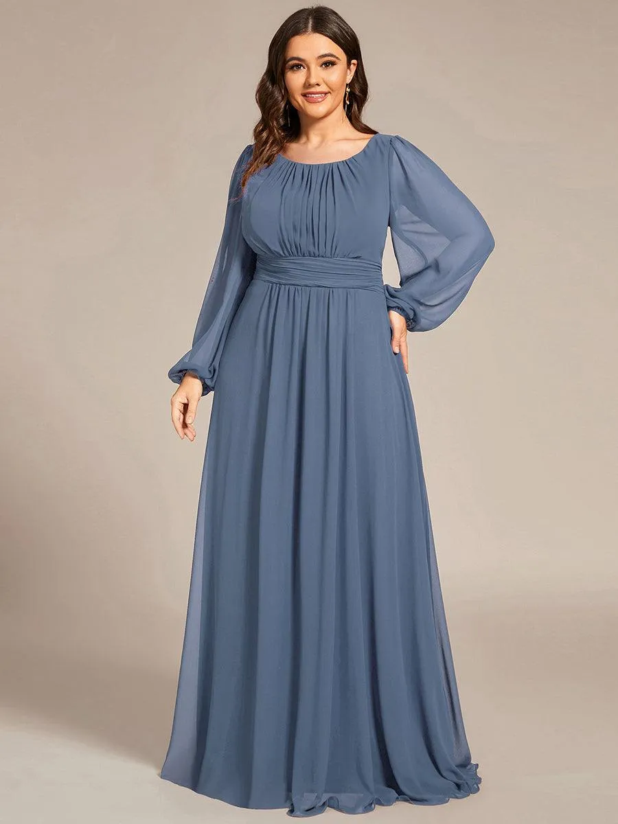 Taille personnalisée Robe demoiselle d'honneur en mousseline à taille haute Manches bouffantes
