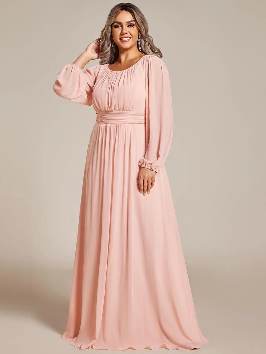 Taille personnalisée Robe demoiselle d'honneur en mousseline à taille haute Manches bouffantes