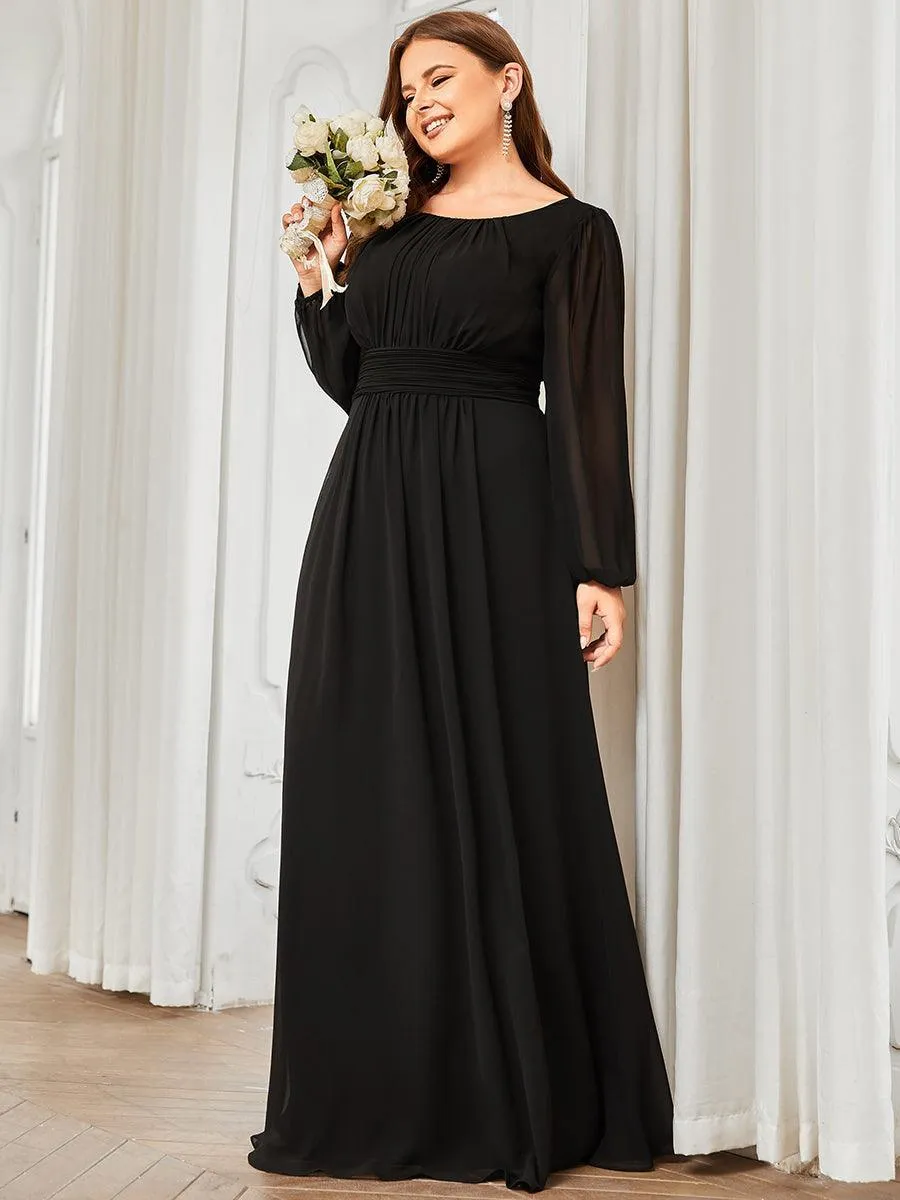 Taille personnalisée Robe demoiselle d'honneur en mousseline à taille haute Manches bouffantes