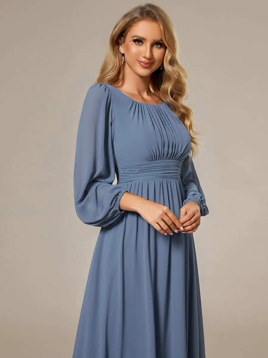 Taille personnalisée Robe demoiselle d'honneur en mousseline à taille haute Manches bouffantes