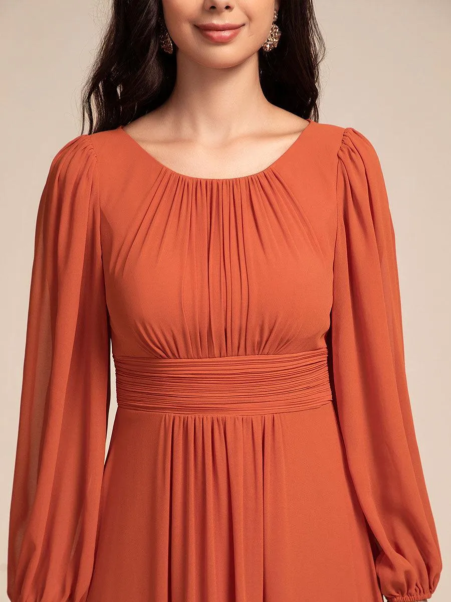 Taille personnalisée Robe demoiselle d'honneur en mousseline à taille haute Manches bouffantes