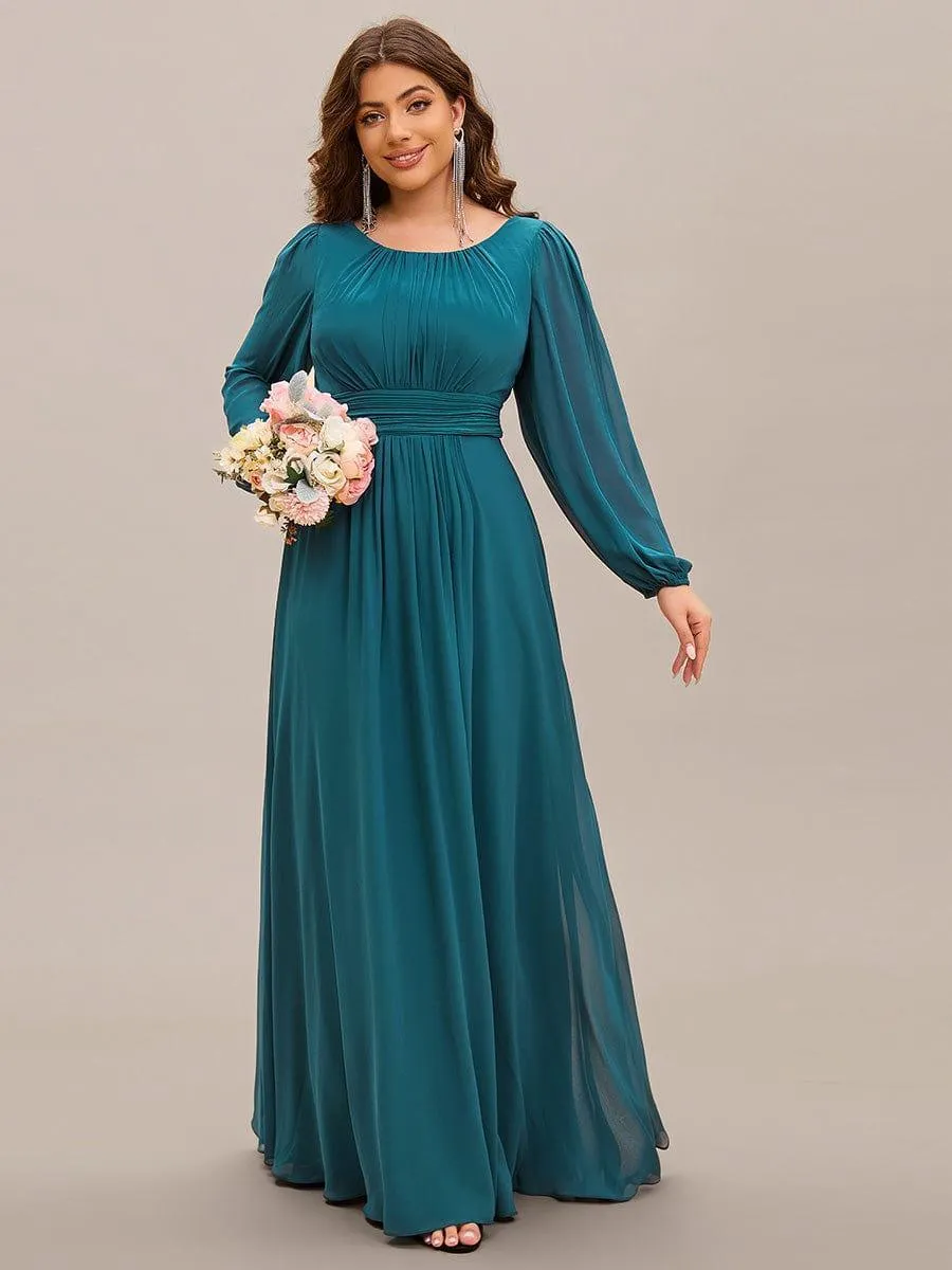 Taille personnalisée Robe demoiselle d'honneur en mousseline à taille haute Manches bouffantes