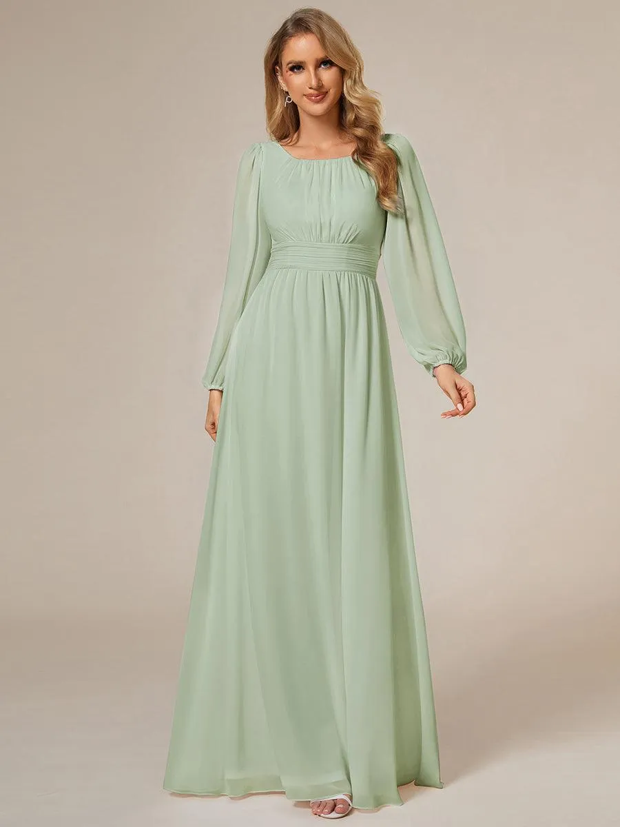 Taille personnalisée Robe demoiselle d'honneur en mousseline à taille haute Manches bouffantes