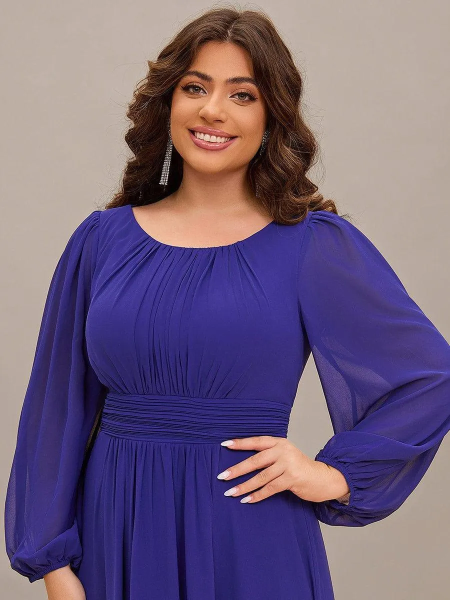 Taille personnalisée Robe demoiselle d'honneur en mousseline à taille haute Manches bouffantes