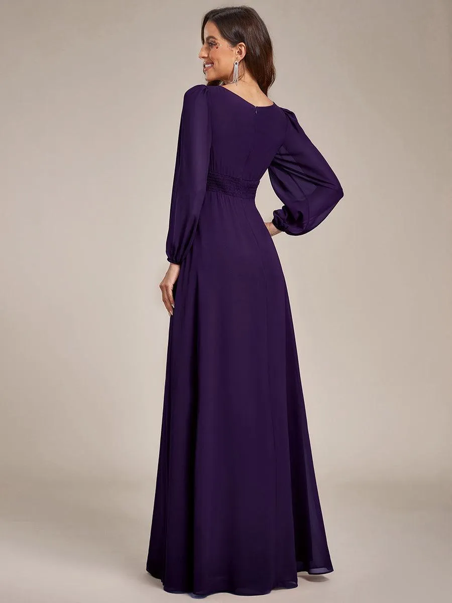 Taille personnalisée Robe demoiselle d'honneur en mousseline à taille haute Manches bouffantes