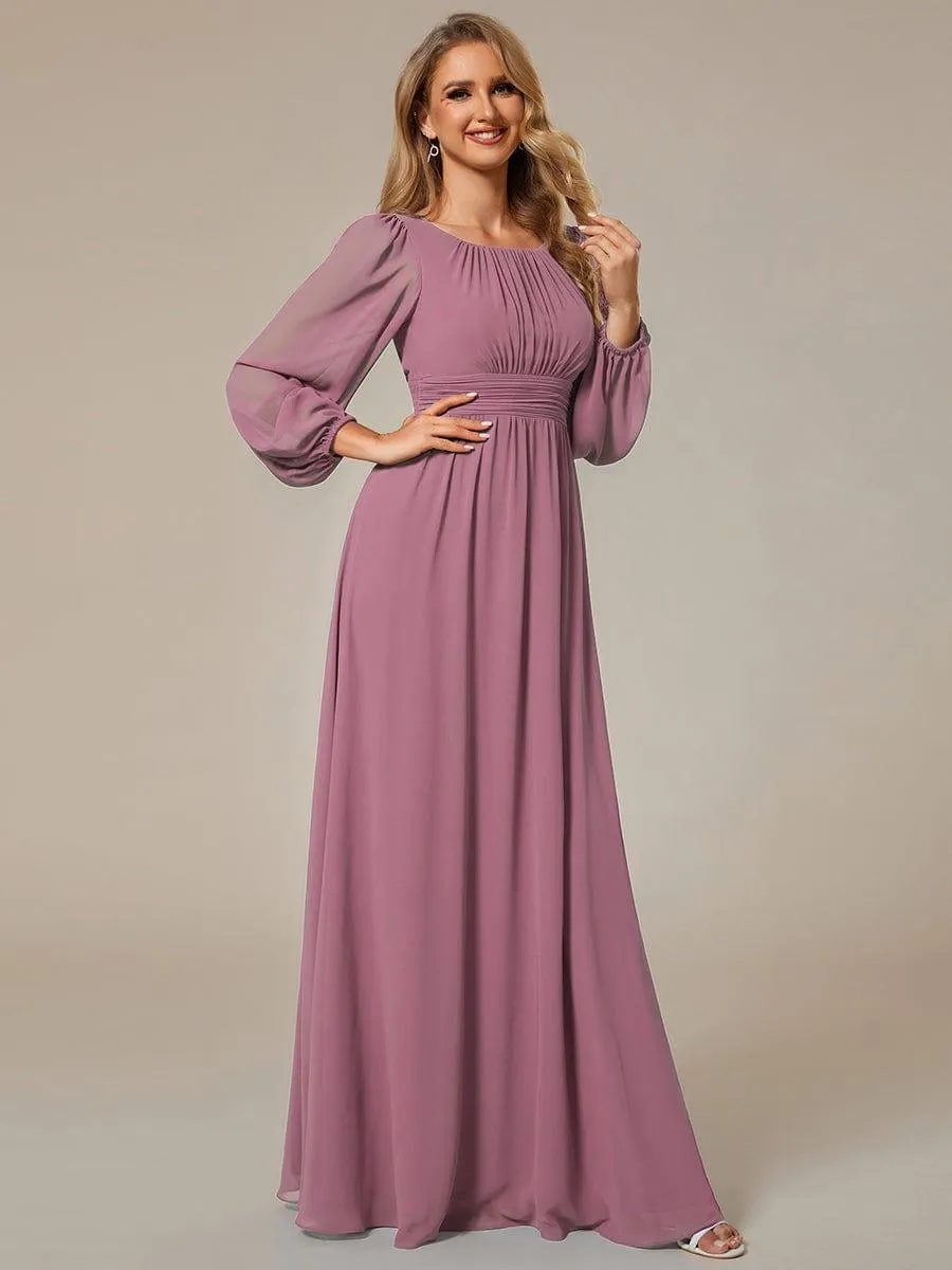 Taille personnalisée Robe demoiselle d'honneur en mousseline à taille haute Manches bouffantes