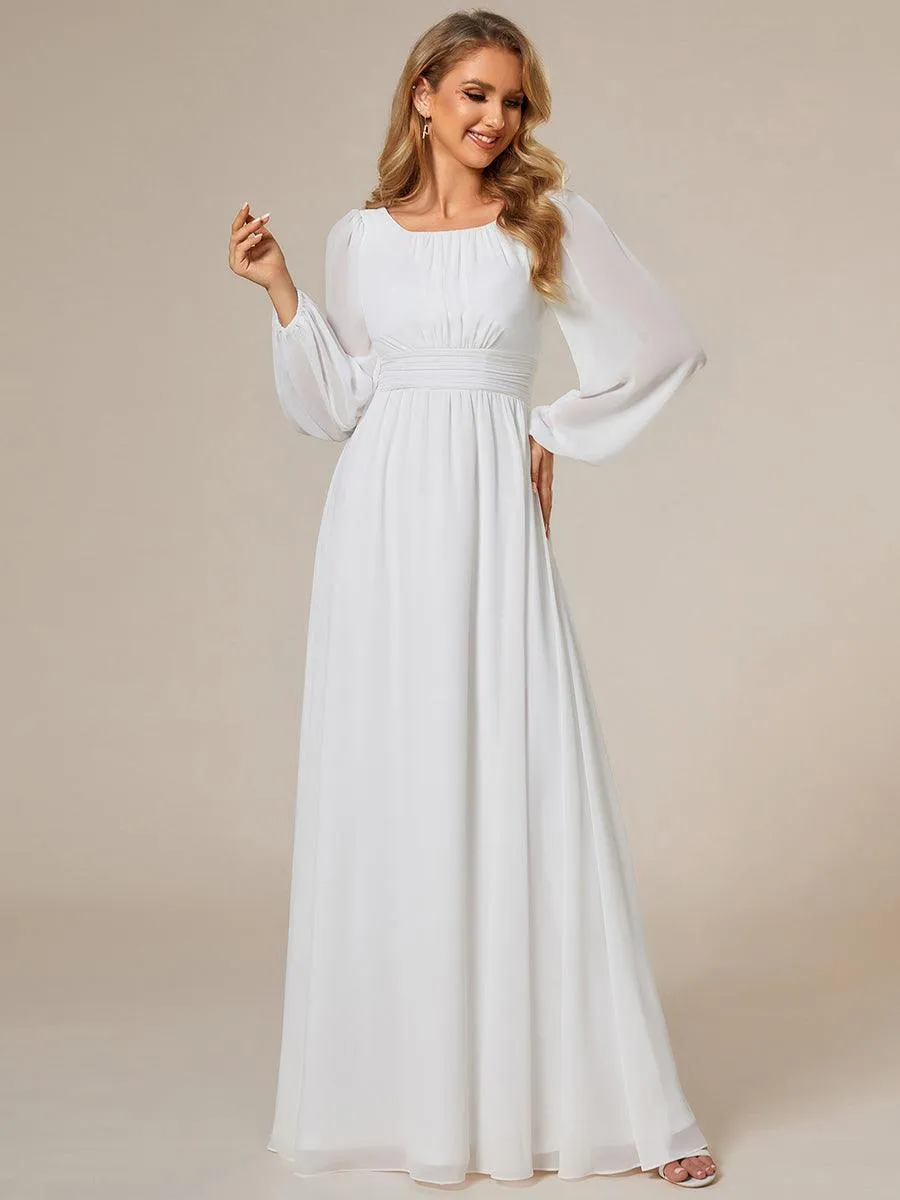 Taille personnalisée Robe demoiselle d'honneur en mousseline à taille haute Manches bouffantes
