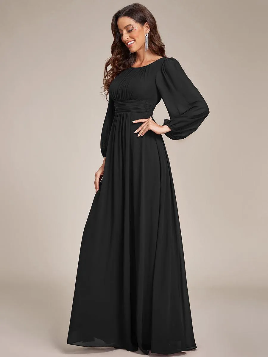 Taille personnalisée Robe demoiselle d'honneur en mousseline à taille haute Manches bouffantes