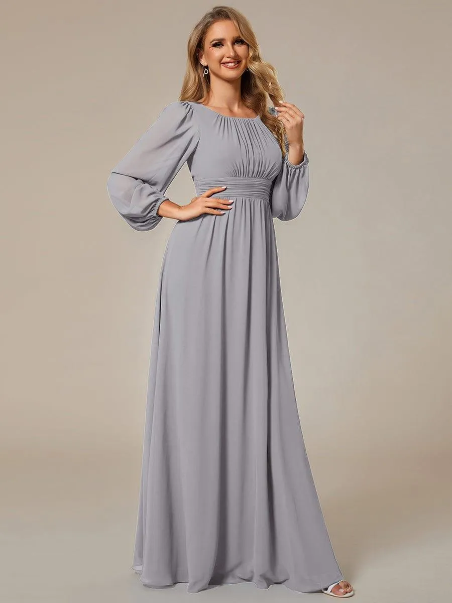 Taille personnalisée Robe demoiselle d'honneur en mousseline à taille haute Manches bouffantes