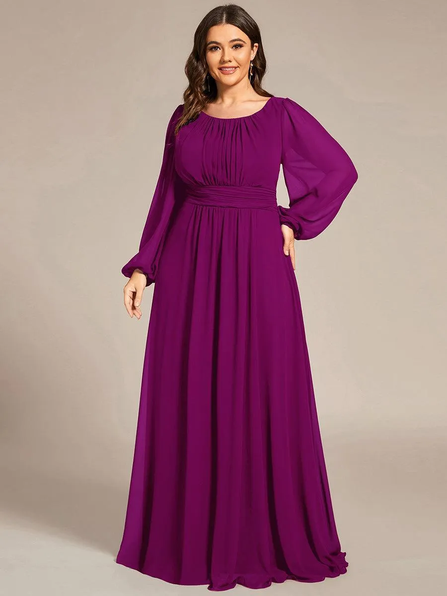 Taille personnalisée Robe demoiselle d'honneur en mousseline à taille haute Manches bouffantes