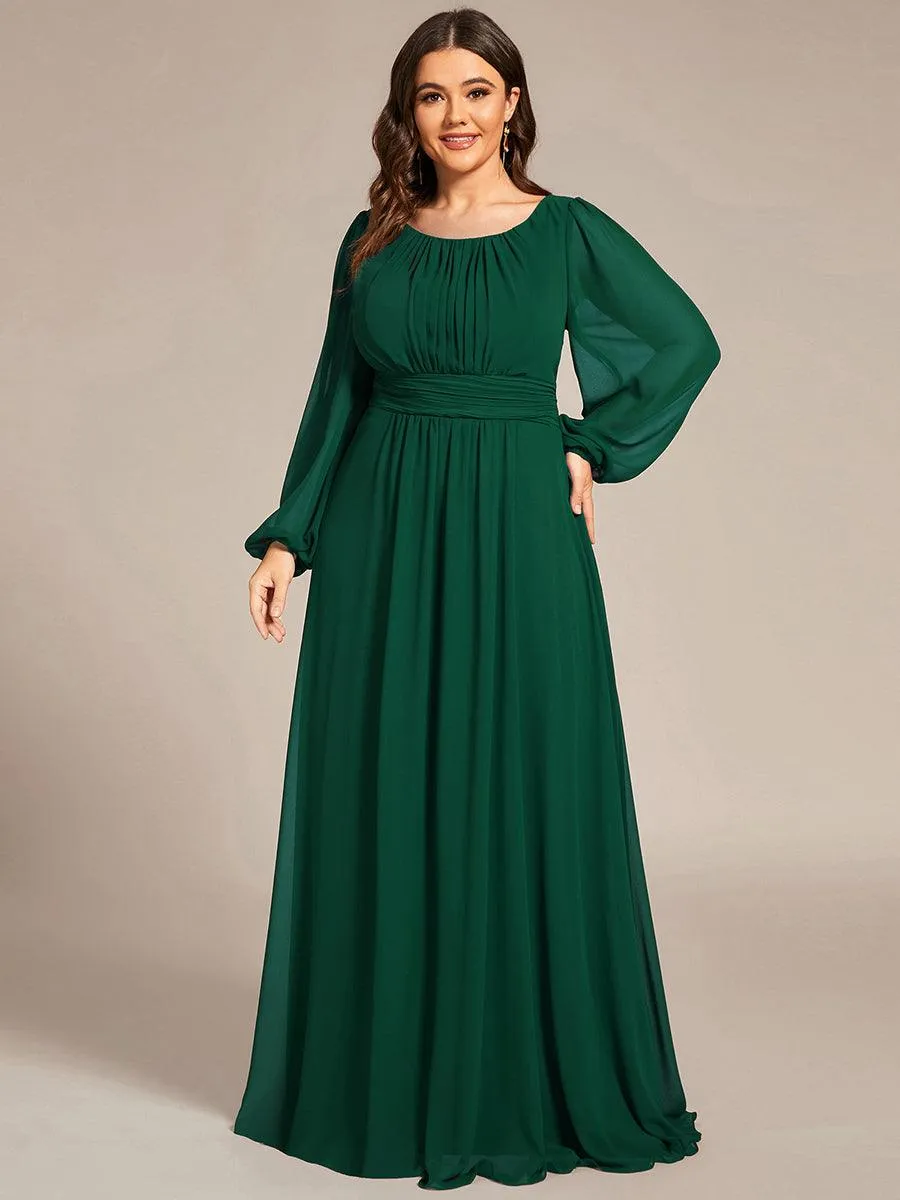Taille personnalisée Robe demoiselle d'honneur en mousseline à taille haute Manches bouffantes