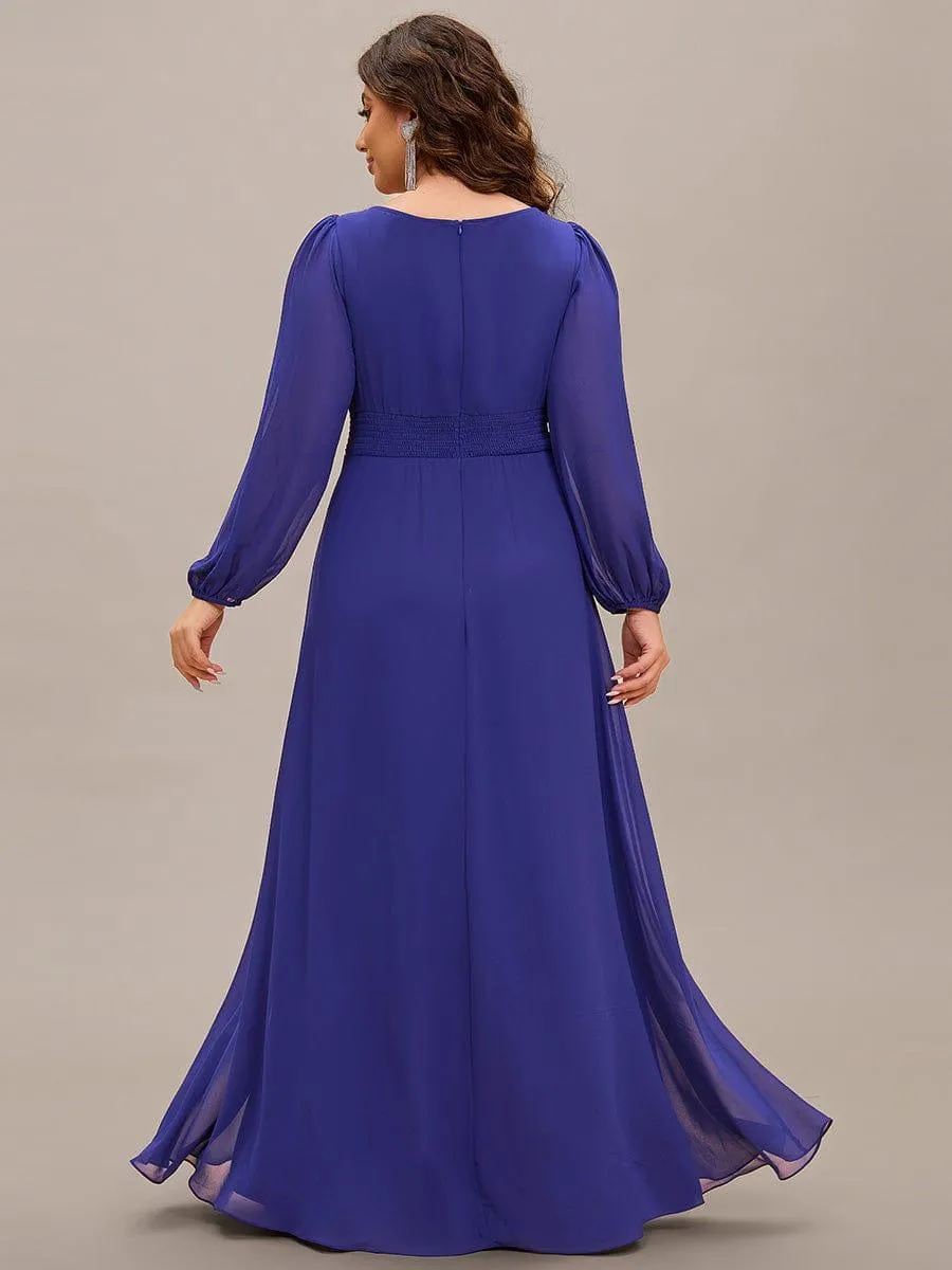 Taille personnalisée Robe demoiselle d'honneur en mousseline à taille haute Manches bouffantes