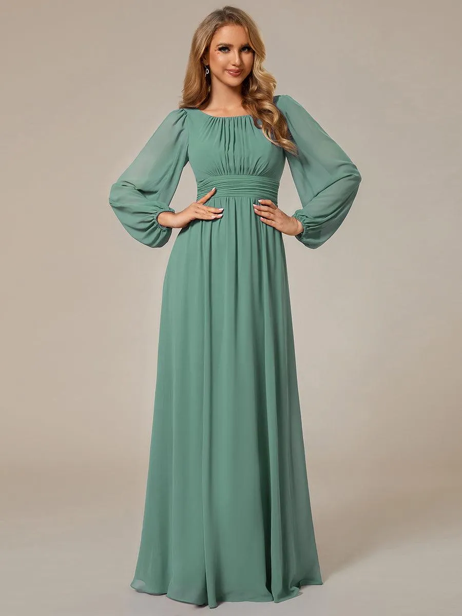 Taille personnalisée Robe demoiselle d'honneur en mousseline à taille haute Manches bouffantes