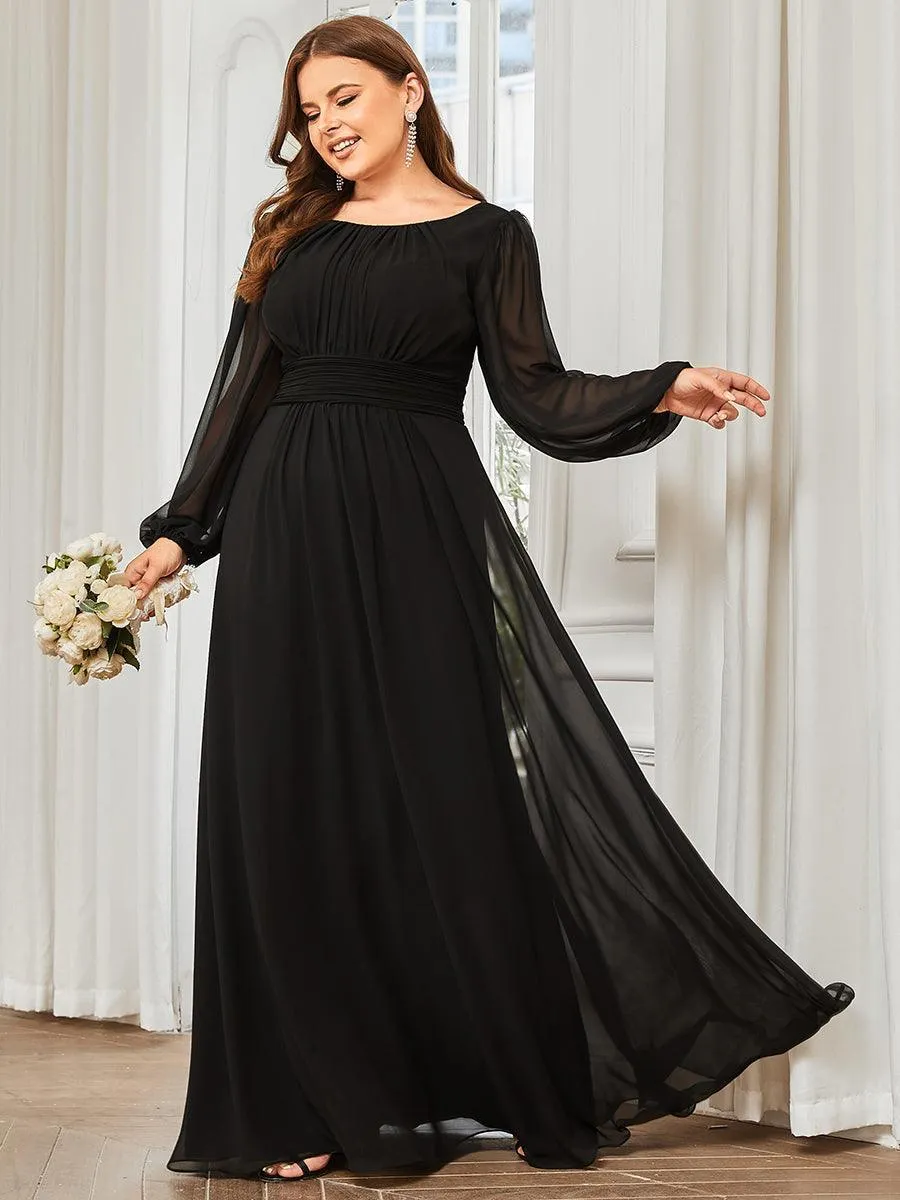 Taille personnalisée Robe demoiselle d'honneur en mousseline à taille haute Manches bouffantes