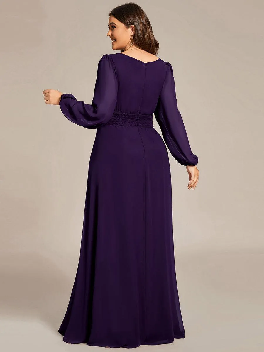 Taille personnalisée Robe demoiselle d'honneur en mousseline à taille haute Manches bouffantes