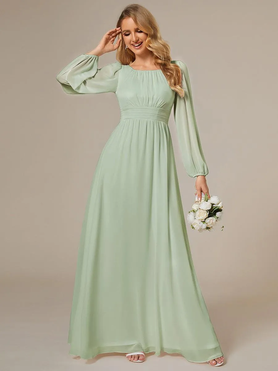 Taille personnalisée Robe demoiselle d'honneur en mousseline à taille haute Manches bouffantes
