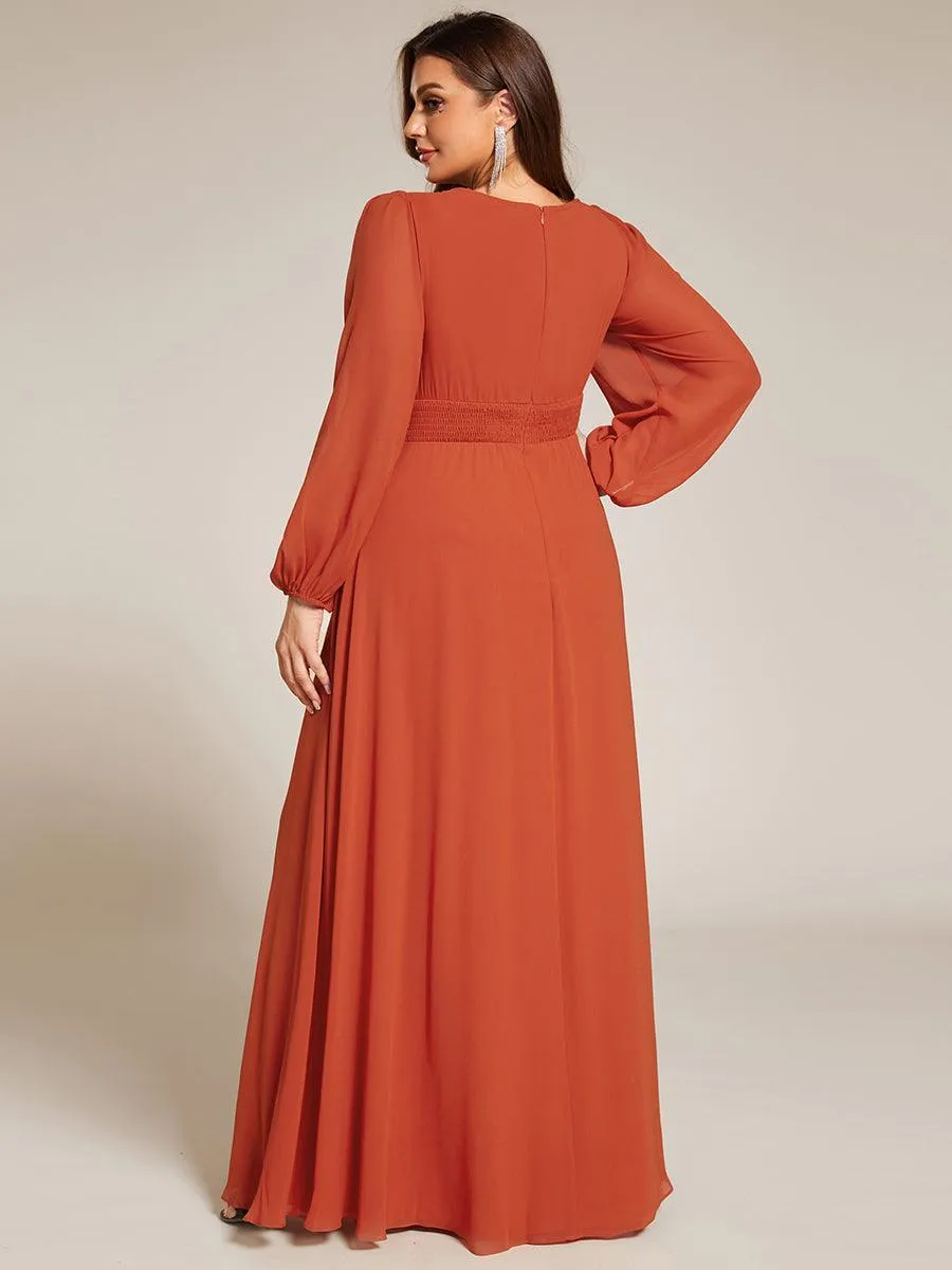 Taille personnalisée Robe demoiselle d'honneur en mousseline à taille haute Manches bouffantes