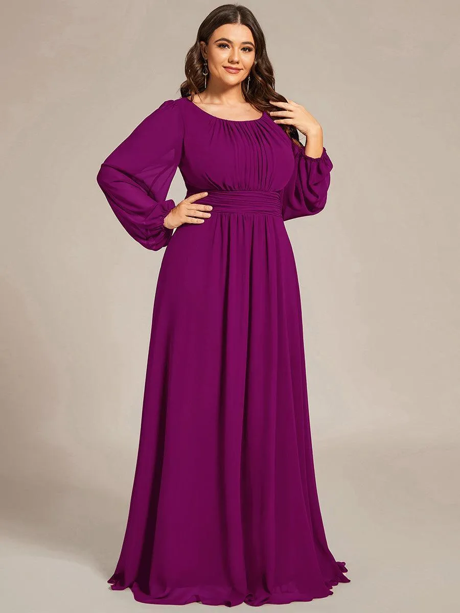Taille personnalisée Robe demoiselle d'honneur en mousseline à taille haute Manches bouffantes
