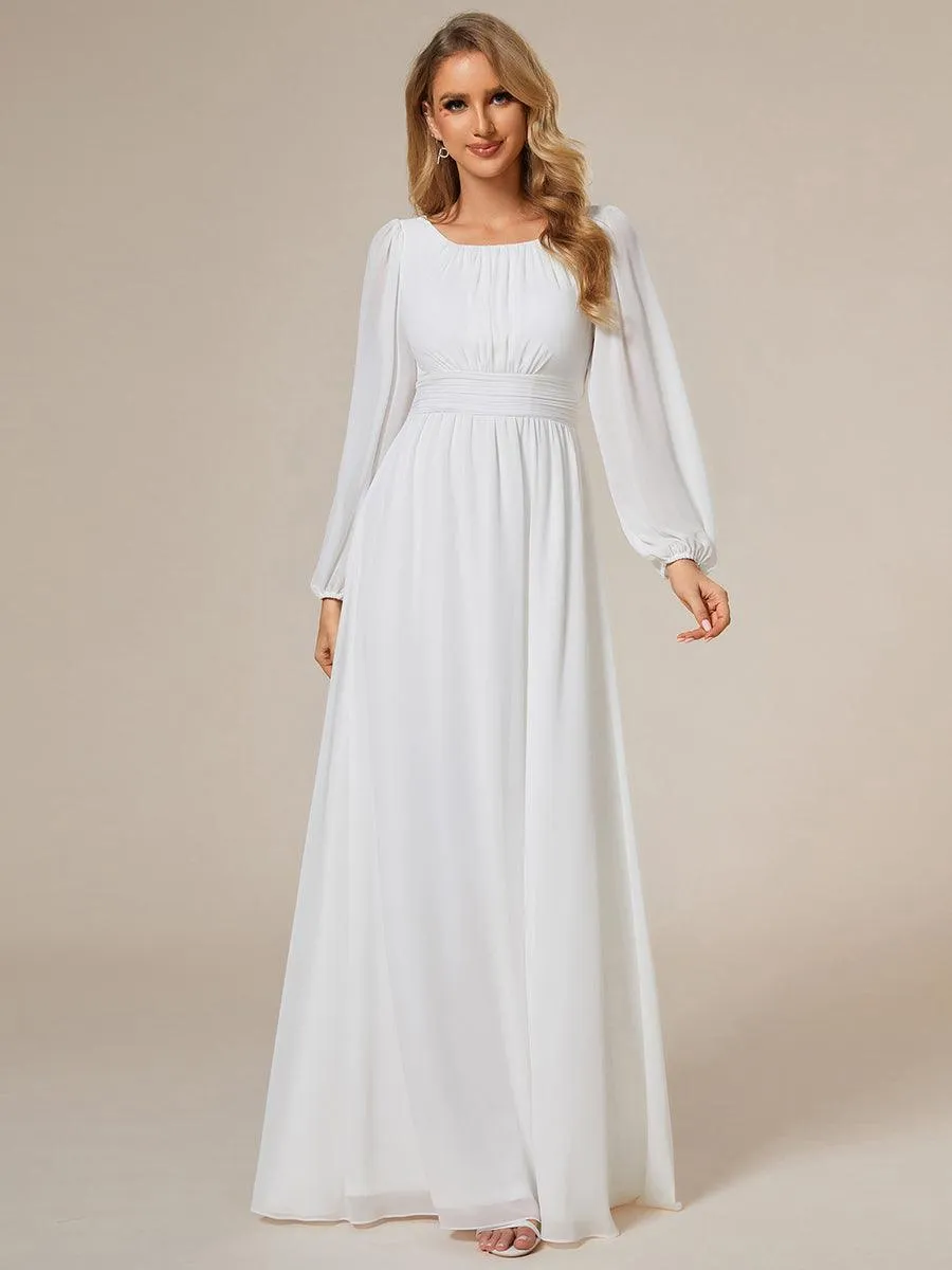 Taille personnalisée Robe demoiselle d'honneur en mousseline à taille haute Manches bouffantes