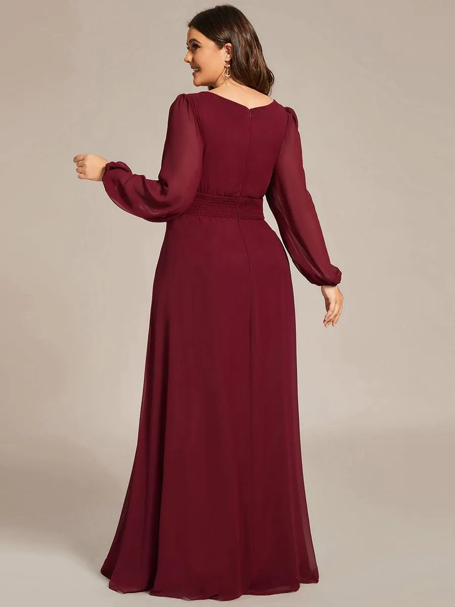 Taille personnalisée Robe demoiselle d'honneur en mousseline à taille haute Manches bouffantes