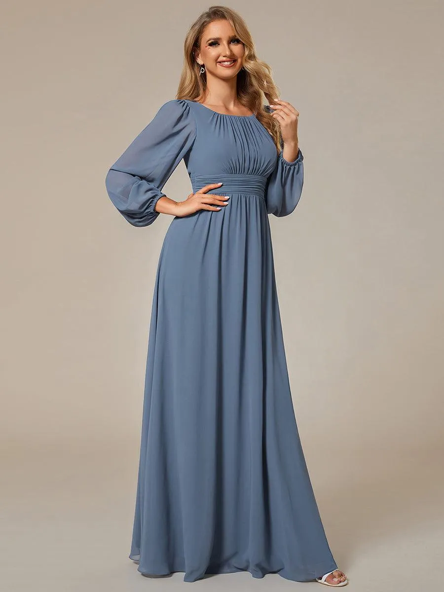 Taille personnalisée Robe demoiselle d'honneur en mousseline à taille haute Manches bouffantes