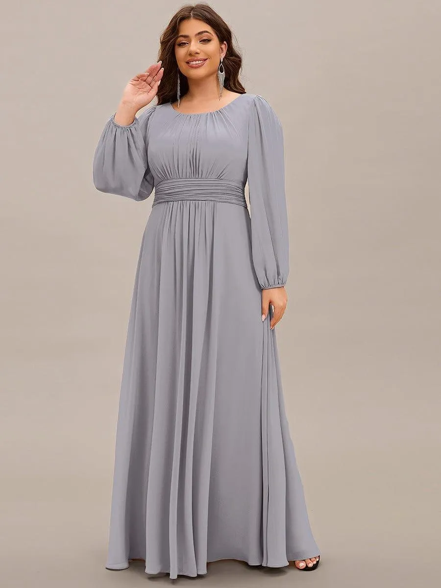 Taille personnalisée Robe demoiselle d'honneur en mousseline à taille haute Manches bouffantes