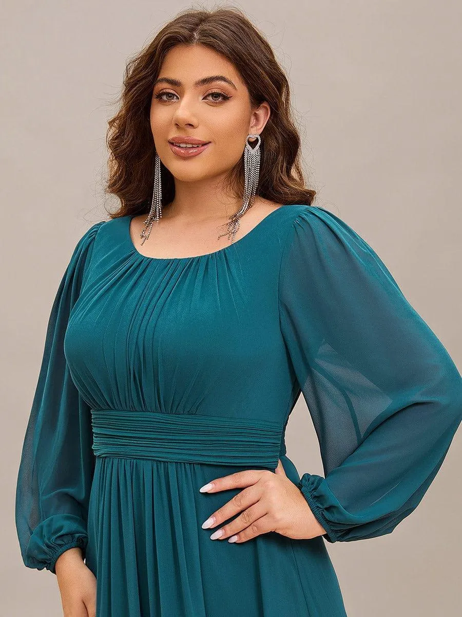 Taille personnalisée Robe demoiselle d'honneur en mousseline à taille haute Manches bouffantes