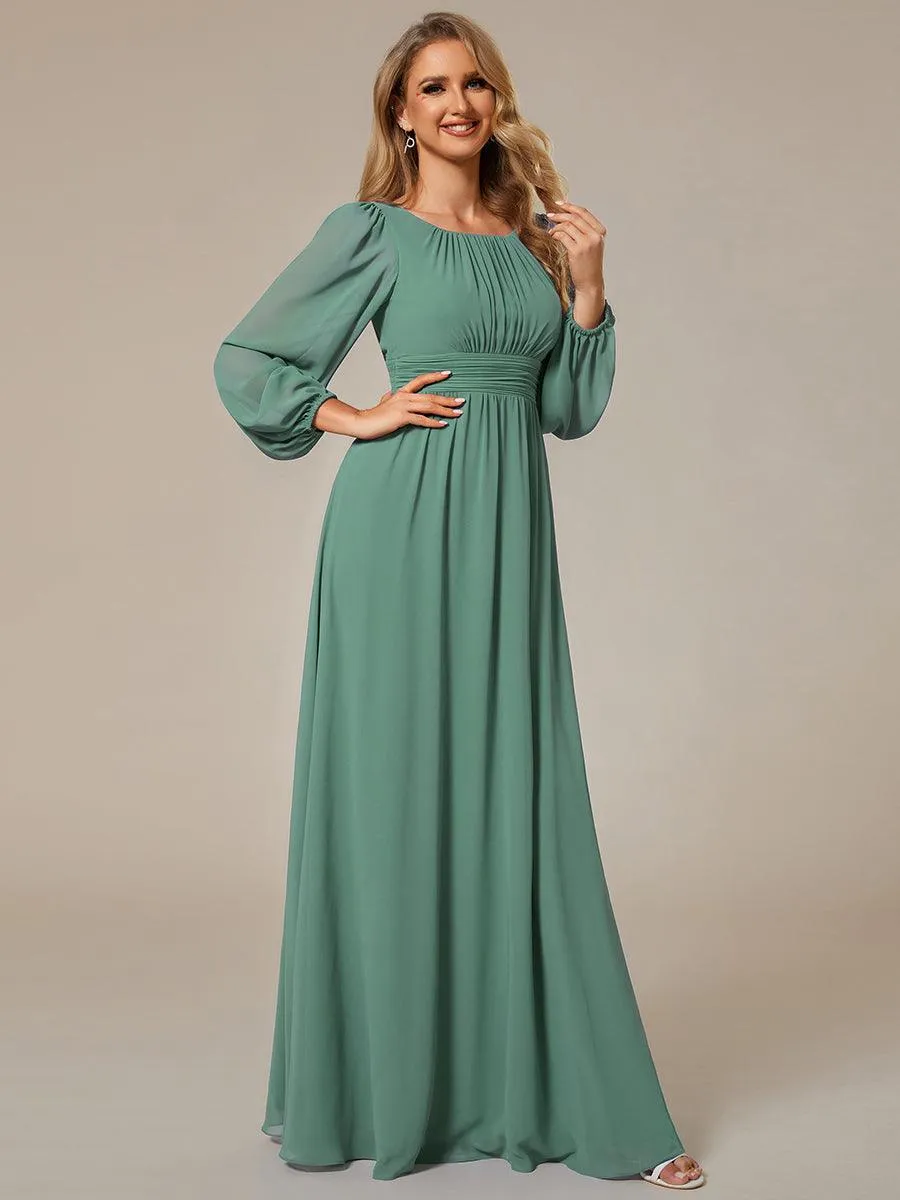 Taille personnalisée Robe demoiselle d'honneur en mousseline à taille haute Manches bouffantes