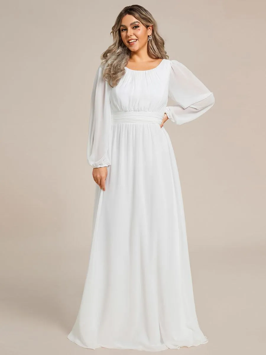 Taille personnalisée Robe demoiselle d'honneur en mousseline à taille haute Manches bouffantes