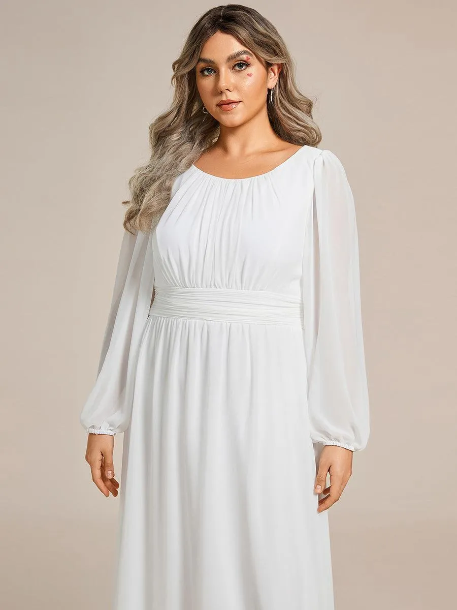Taille personnalisée Robe demoiselle d'honneur en mousseline à taille haute Manches bouffantes