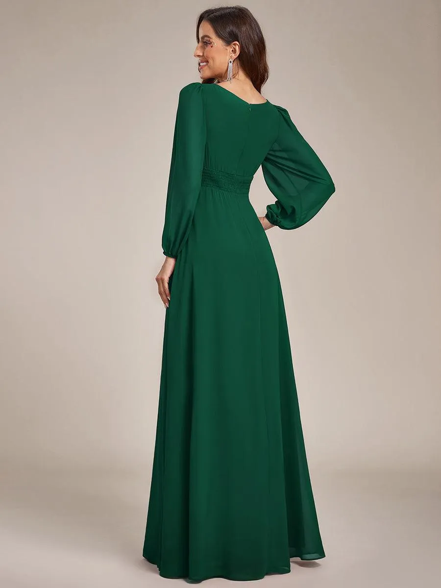 Taille personnalisée Robe demoiselle d'honneur en mousseline à taille haute Manches bouffantes