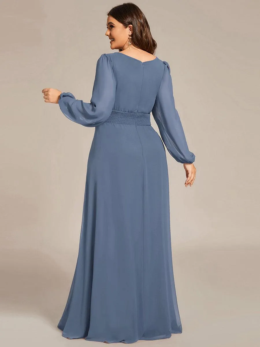 Taille personnalisée Robe demoiselle d'honneur en mousseline à taille haute Manches bouffantes