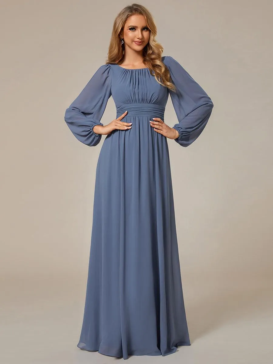 Taille personnalisée Robe demoiselle d'honneur en mousseline à taille haute Manches bouffantes