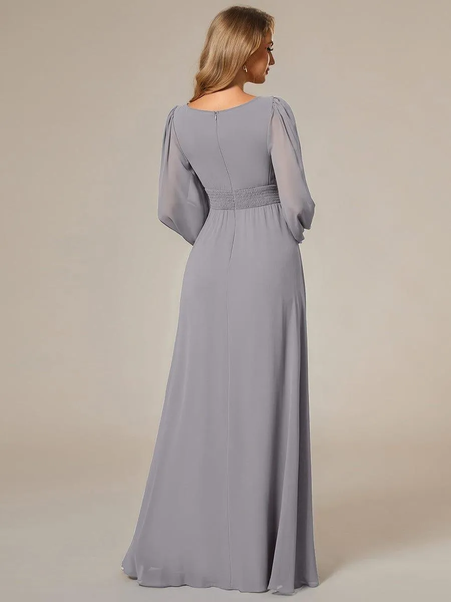 Taille personnalisée Robe demoiselle d'honneur en mousseline à taille haute Manches bouffantes