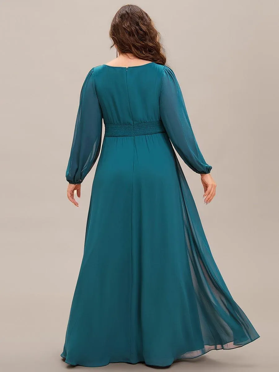 Taille personnalisée Robe demoiselle d'honneur en mousseline à taille haute Manches bouffantes