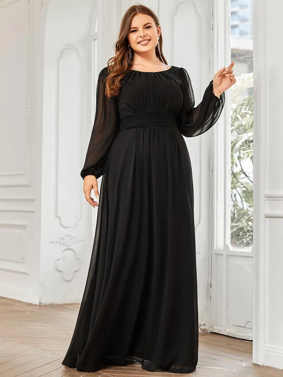 Taille personnalisée Robe demoiselle d'honneur en mousseline à taille haute Manches bouffantes