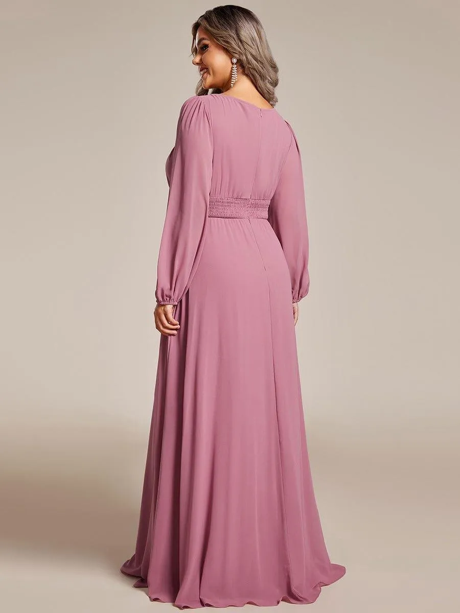 Taille personnalisée Robe demoiselle d'honneur en mousseline à taille haute Manches bouffantes