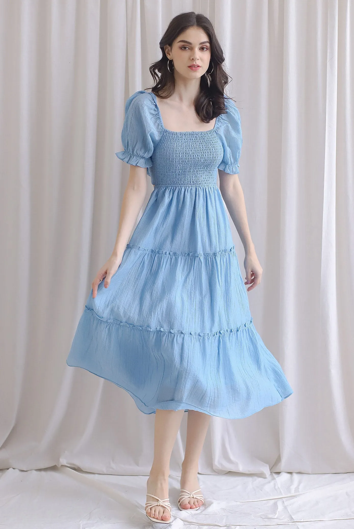 TDC Eureka Multi Way Textured Dress In Skyblue