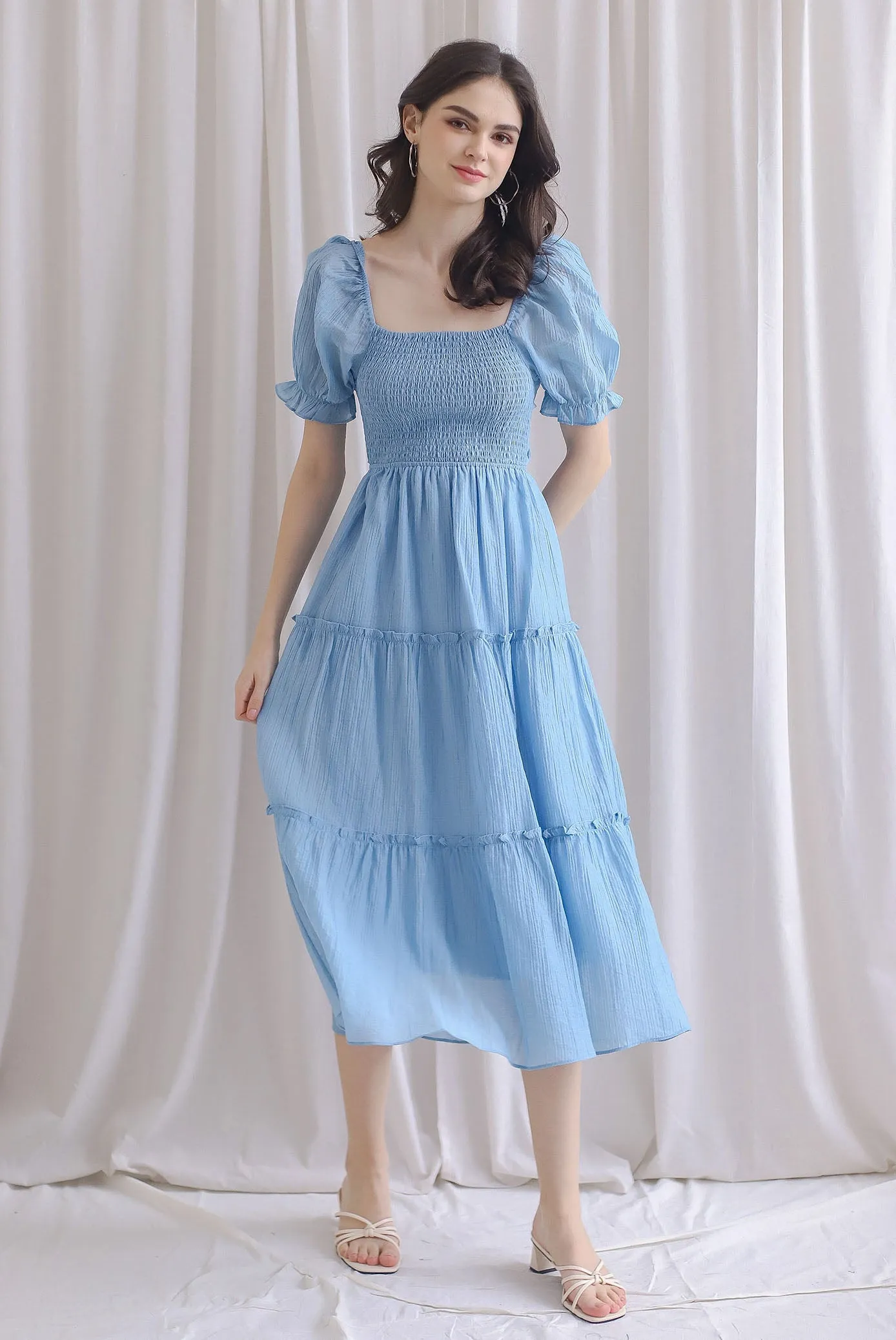TDC Eureka Multi Way Textured Dress In Skyblue